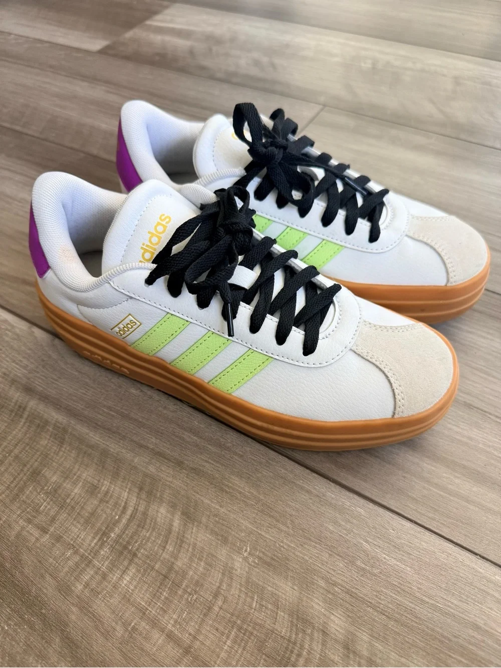 adidas White Sneakers with Gum Sole and Black Accents - Picture 7 of 8